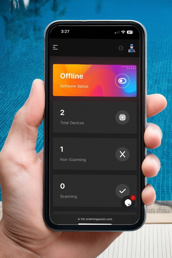 Mobile dashboard showing AI monitoring interface